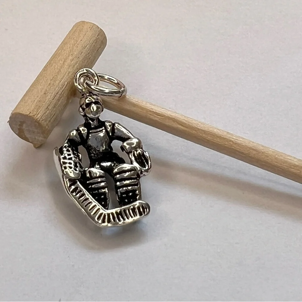 Vintage Sterling Silver Hockey Goalie Charm Pendant – 925